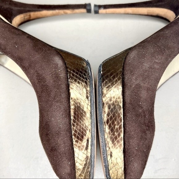 Jimmy Choo Brown Suede Peep Toe Slingback Heels Pumps Women’s EU 40 US 10 - Picture 4 of 15